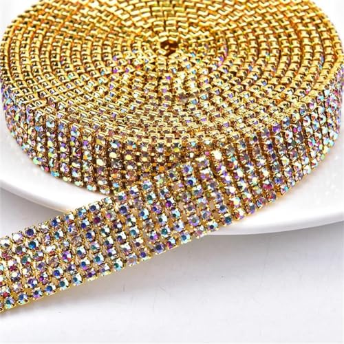 Ruban à coudre strass verre doré AB pour décoration de table de mariage - 2