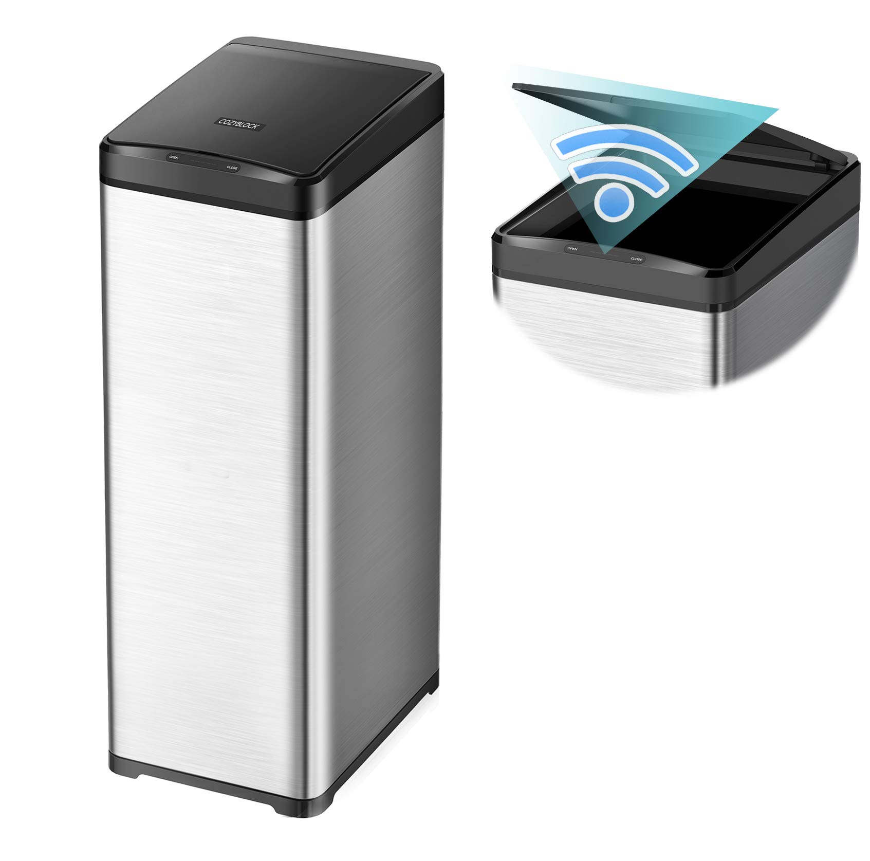 Buy CozyBlock Automatic T Can for Kitchen, Stainless Steel Touchless Motion Sensor Bin, Wide