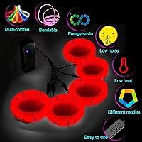 Vista 4 de MaxLax - Cable EL de neón rojo brillante, cable de luces de neón con reducción de ruido de 1.5 metros, cable electroluminiscente para Halloween