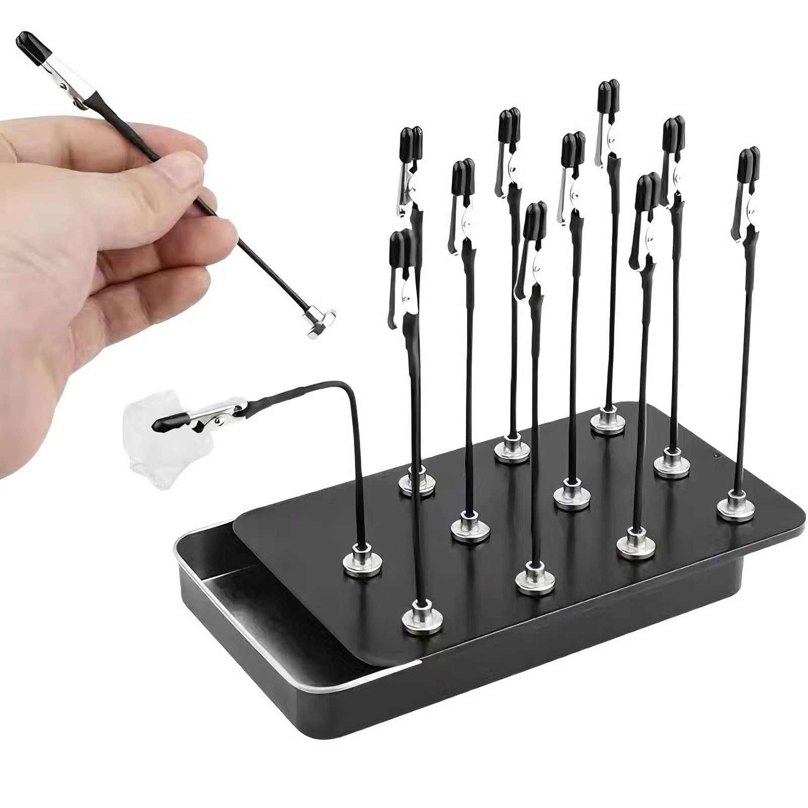 Spray Paint Clamps, 12 Pcs Magnetic Clips with Storage Box, Model Painting Stand, Airbrush Holder Clamp, Painting Stand Base, Model Making Tool for Airbrushing, Model Parts Assemble, Miniatures