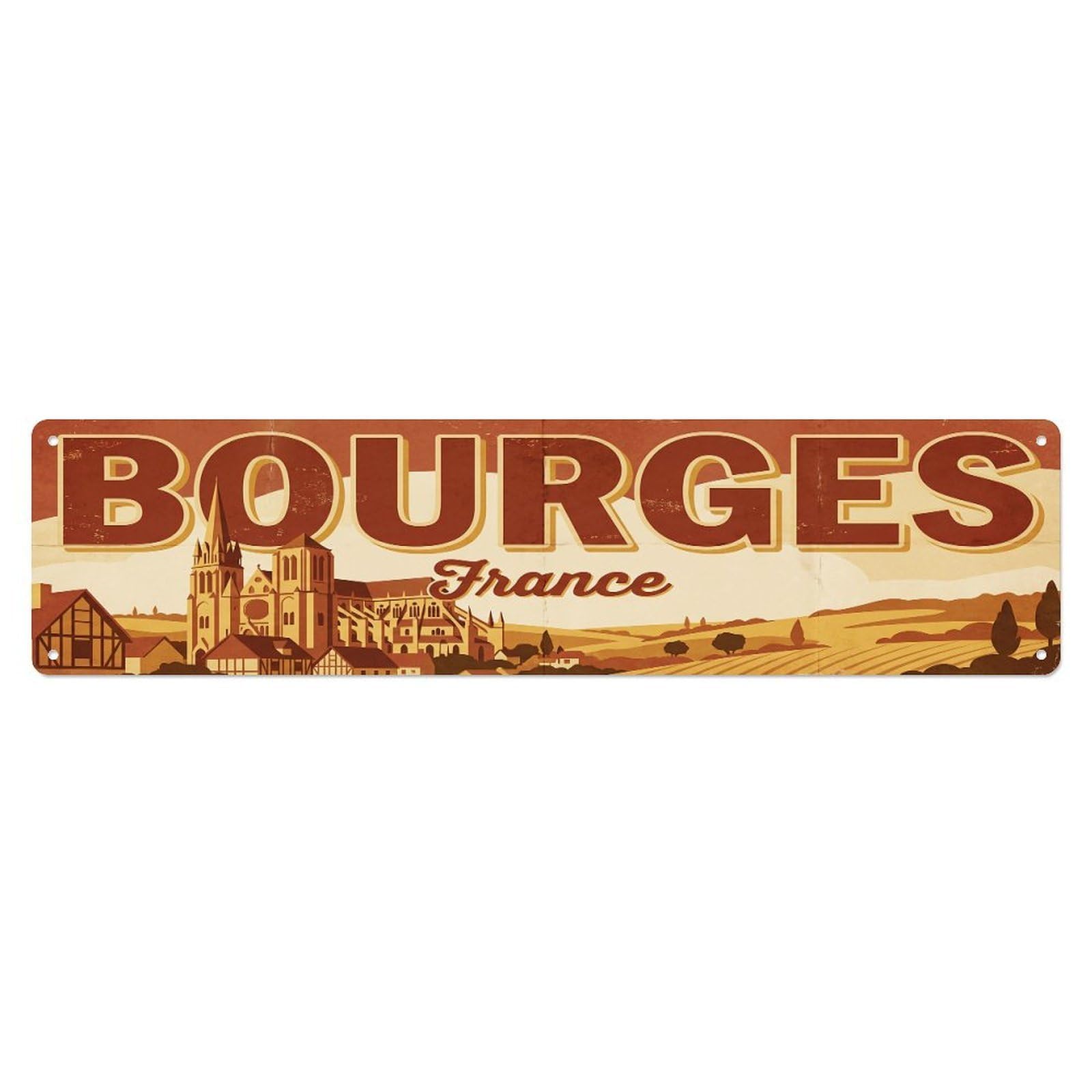 Retro Travel France Bourges Metal Tin Sign