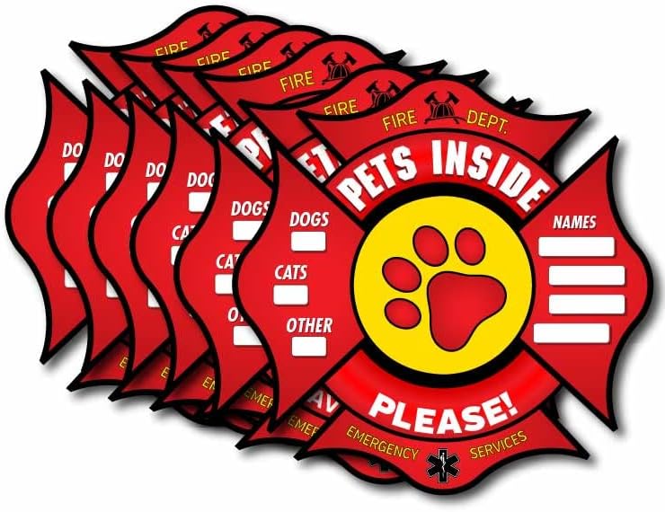 Vinyl Friend Pet Alert Stickers FIRE Safety Alert and