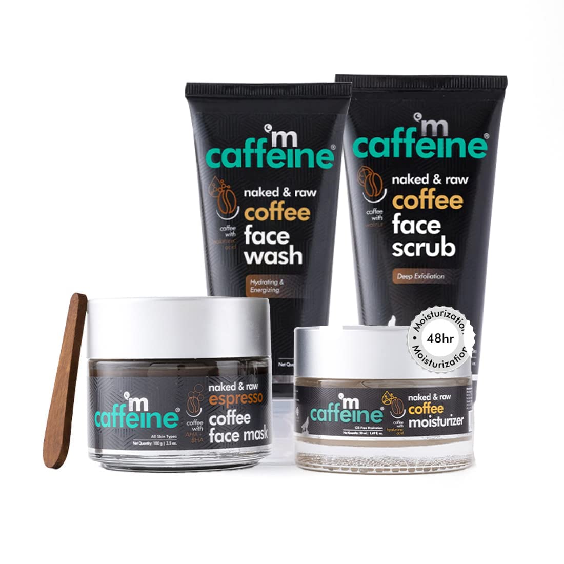mCaffeine Espresso Coffee Skin Care Routine for Deep Exfoliation & Oil Free Hydration | Face Wash, Face Scrub, Face Mask, Moisturizer | All Skin…