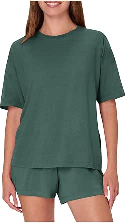 Fall Pajamas Women Pure Crewneck Tops and Shorts Casual Comfy Fashion ...