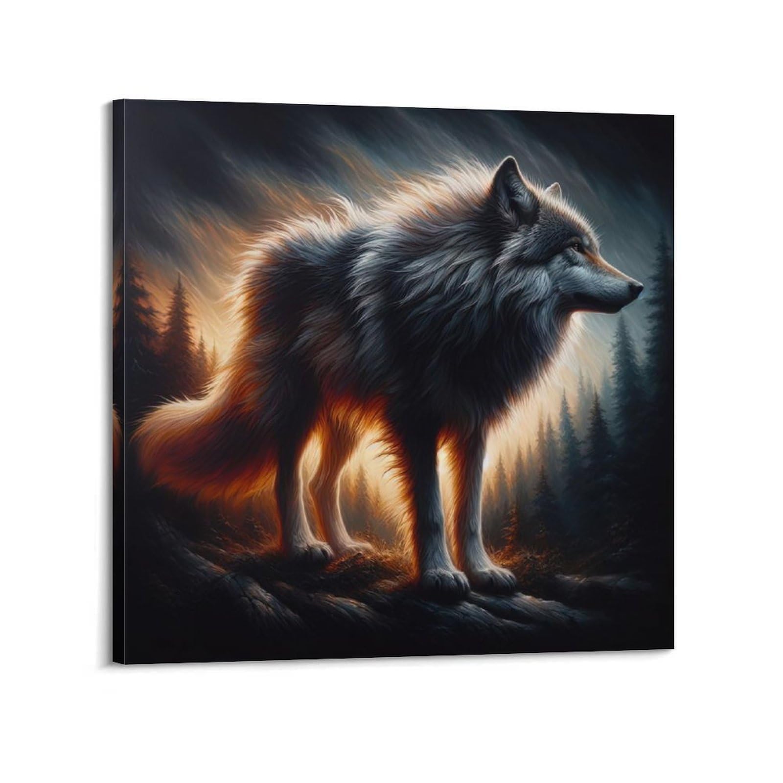 WPHSFX Animal Poster Wolves on The Mountaintop Poster Decorative Painting Canvas Wall Posters And Art Picture Print Modern Family Bedroom Decor Posters 16x16inch(40x40cm)