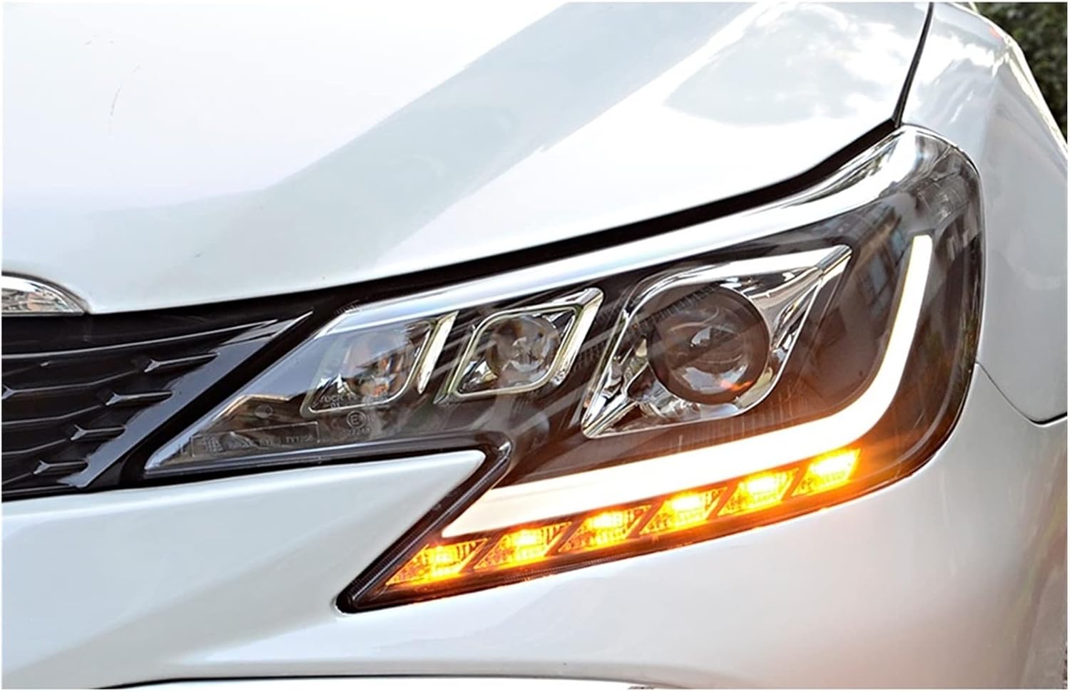 Accessories DRL Headlight Compatible with Reiz Mark X 2014-2017 Animation Turn Signal Bicofal Lens Front Lamp Assembly(for Left Hand Drive)