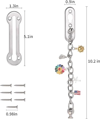 Miniatura 7 de Cerradura de cadena de puerta Puerta de acero inoxidable con colgante de prensa de robo Pestillo Protector de guardia de seguridad para puerta