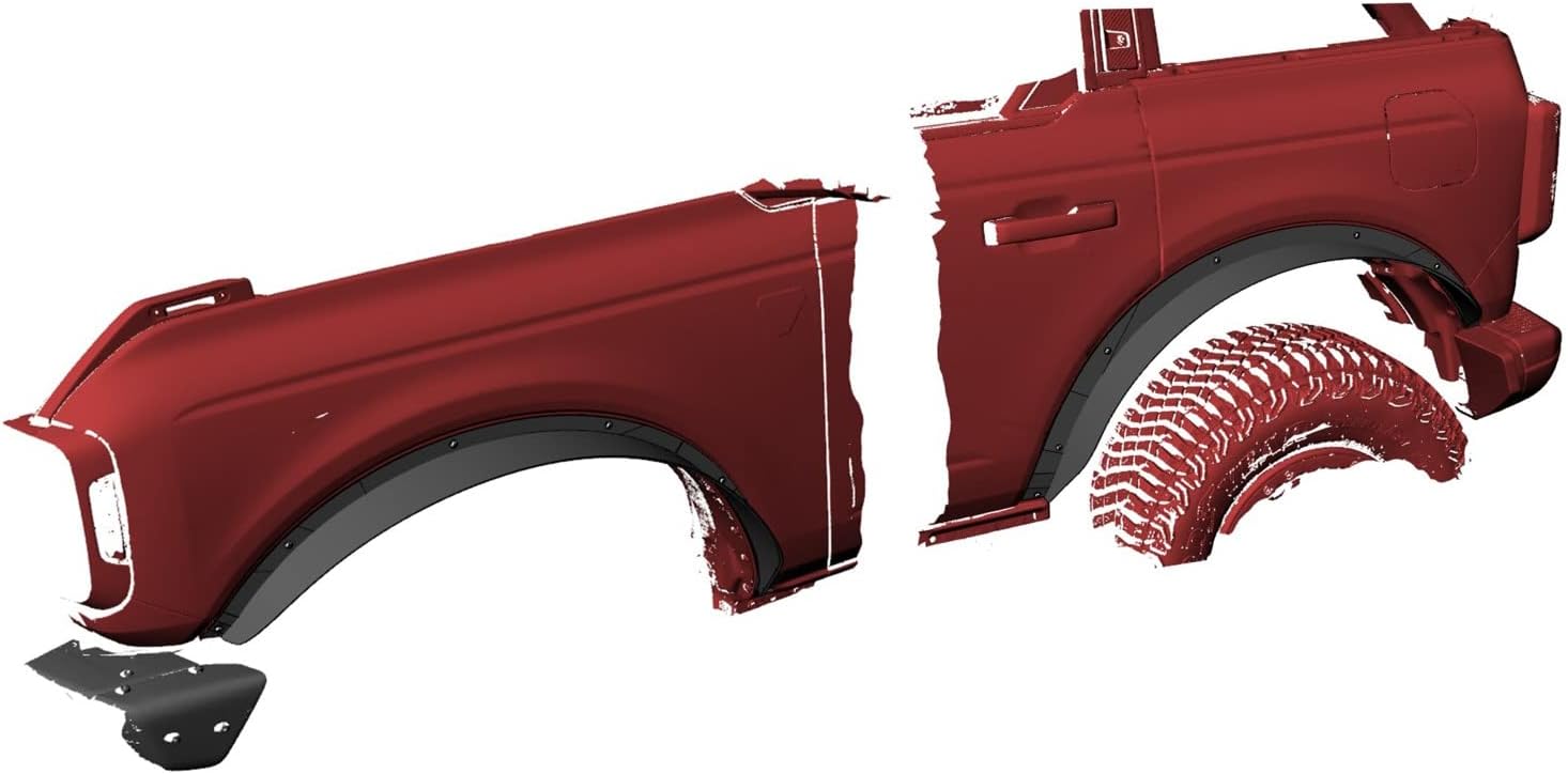 Black Horse Front & Rear Fender Flares Sheet Metal Plate Black Compatible with 2021-2024 Ford Bronco(Excl. Heritage Edition, Heritage Limited Edition, Everglades, and Raptor)-FF-FBFR22