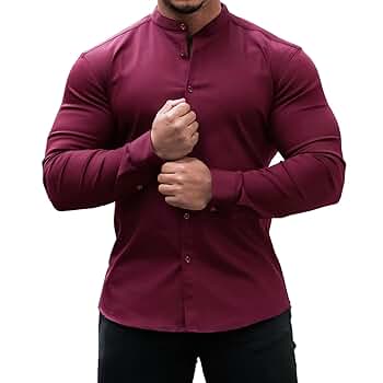 Amazon | 赤シャツ メンズ メンズ ドレスシャツ スリムフィット