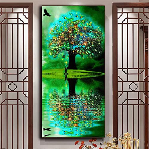 Broderie Diamant XL Anti-Stress Arbre Vert | Solution Toile Sans Pli 5D