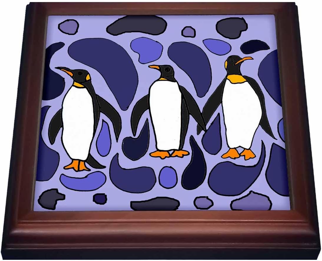 3dRose Fun Emperor Penguin Art Abstract Trivet with Ceramic Tile, 8" by 8", Brown