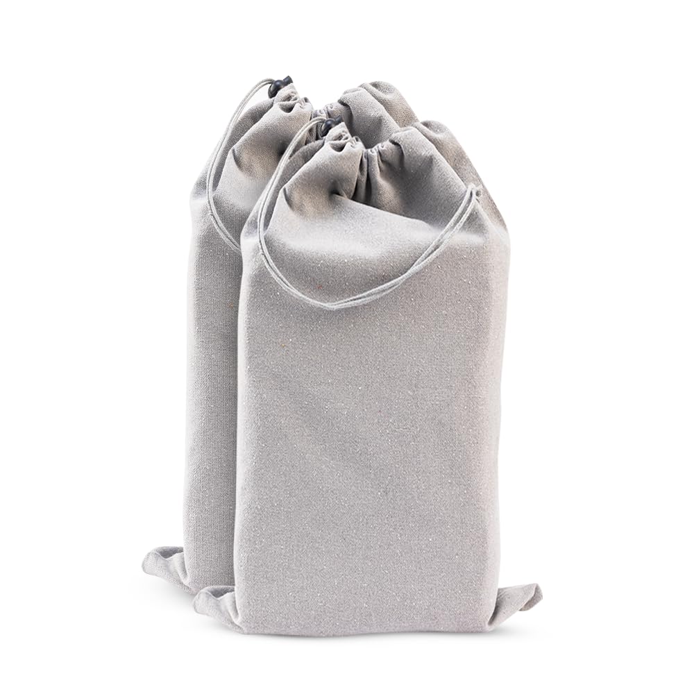 LFH Cotton Rich Shoe Storage Bags with Drawstring, Dustproof Breathable Reusable Organizer, Perfect For Travel, Dorm, Hotel, College, Gym, Easy to Carry, Machine Washable 8"x17" (Pack of 2) - Grey