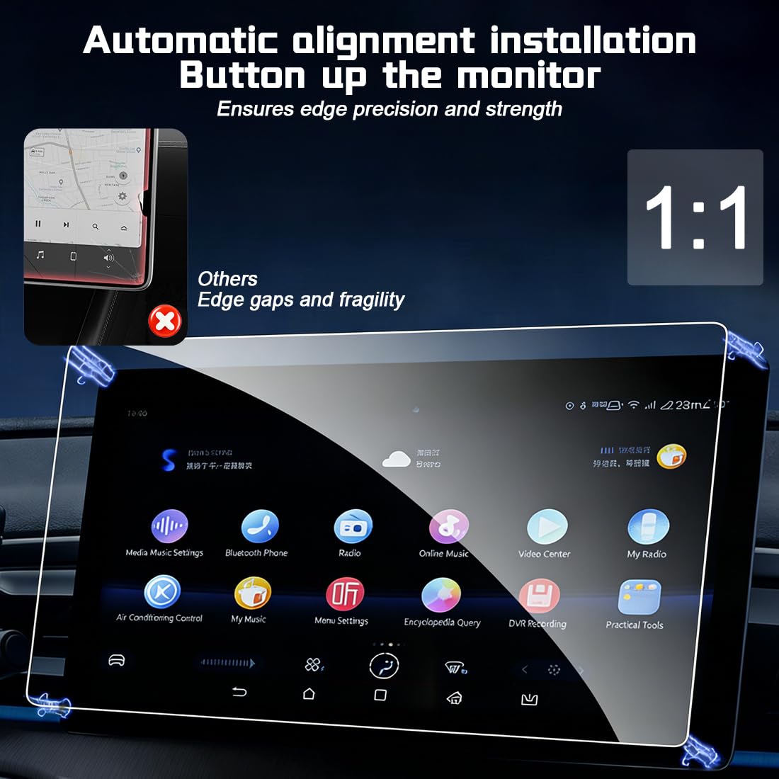 Tesla Model Y Juniper 2025-2026 & Model 3 Highland Screen Protector, confezione da 2 pellicole protettive in vetro temperato opaco antiriflesso per schermo centrale da 15,4" e display posteriore da 8