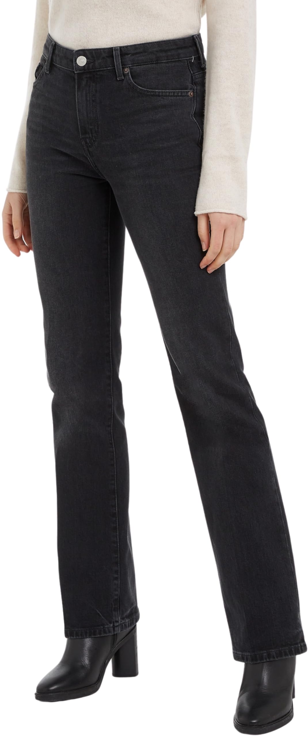Tommy Hilfiger Women’s Bootcut Fit Stretch Jeans, Black (IRI), 34W/28L