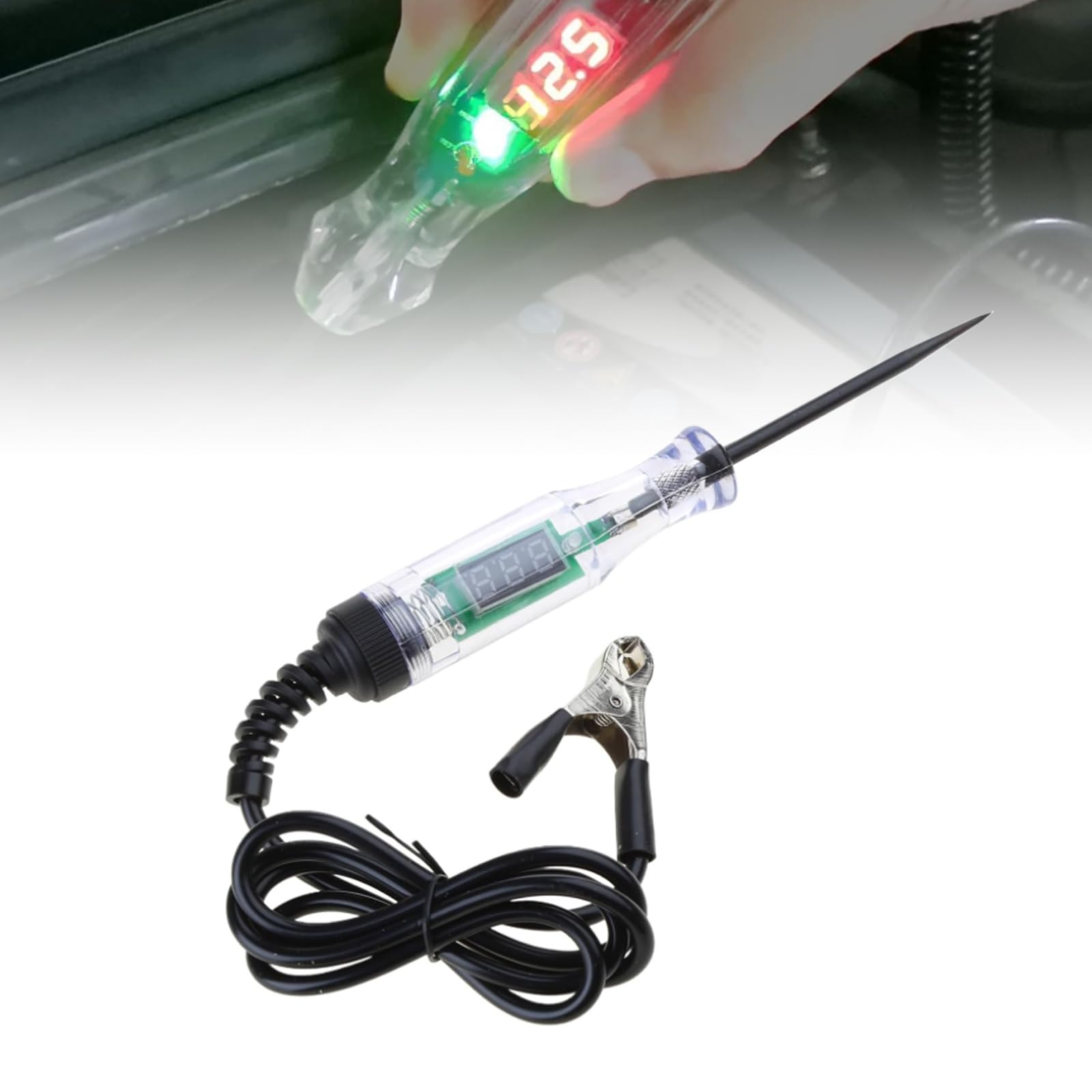 TVETE車用検電テスター ペン型コード付 車電圧回路テスター DC5-90V LEDオートテスター 極性判定 性能テスト車用診断ツール 自動車整備工具