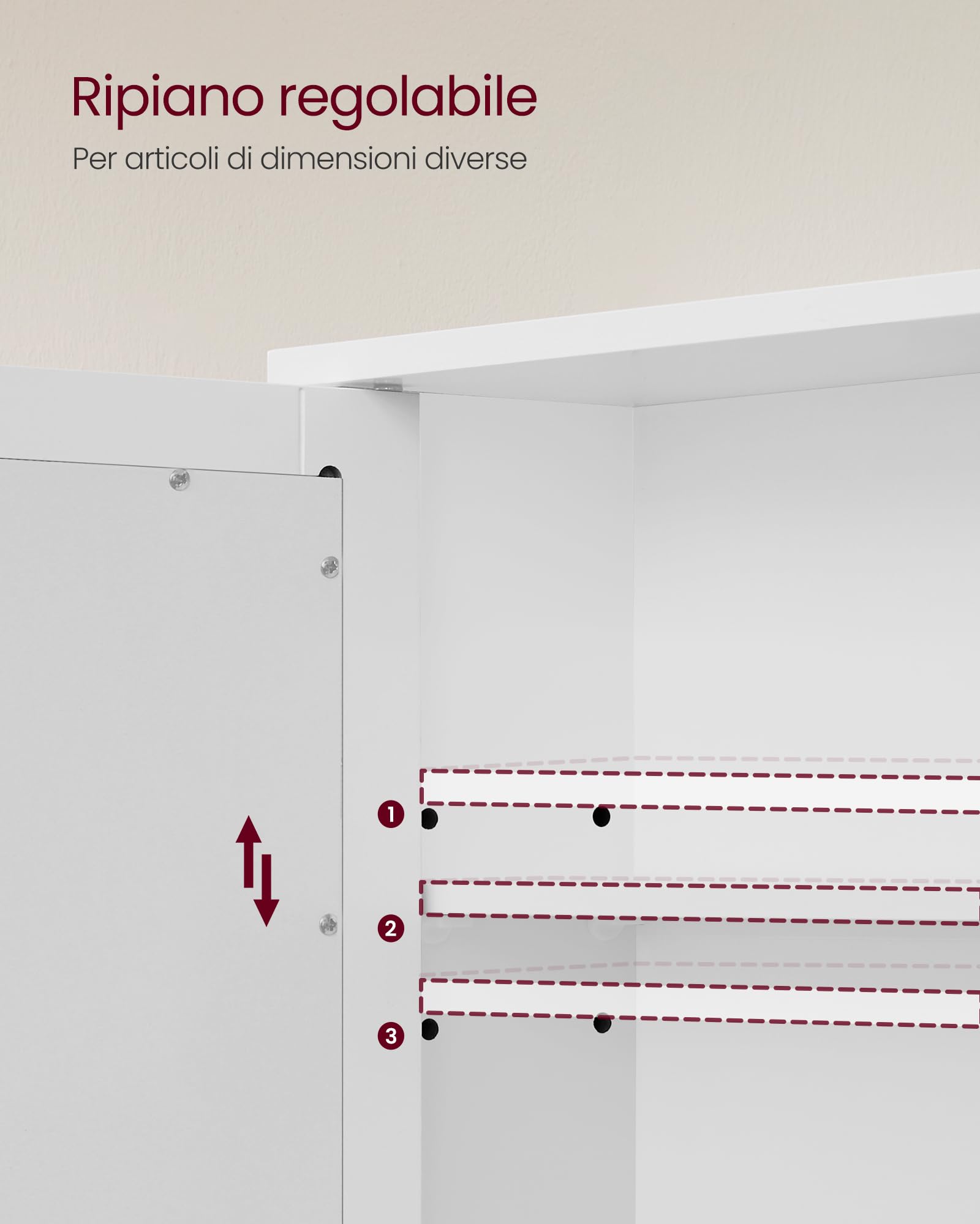 VASAGLE Armadio da Bagno, Specchiera, Mobile da Parete con 2 Ante a Specchio e Scomparto Aperto, Ripiano Regolabile, Montaggio a Parete, 13 x 56,5 x 58,5 cm, Bianco LHC002
