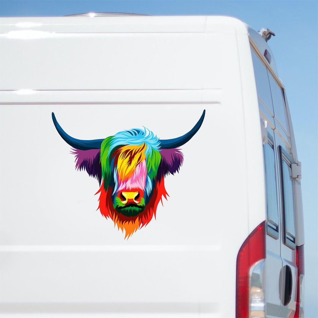 Hodge Creations Brown Highland Cow Vinyl Decal Sticker Car, Van, Campervan, Caravan, Truck, Window
