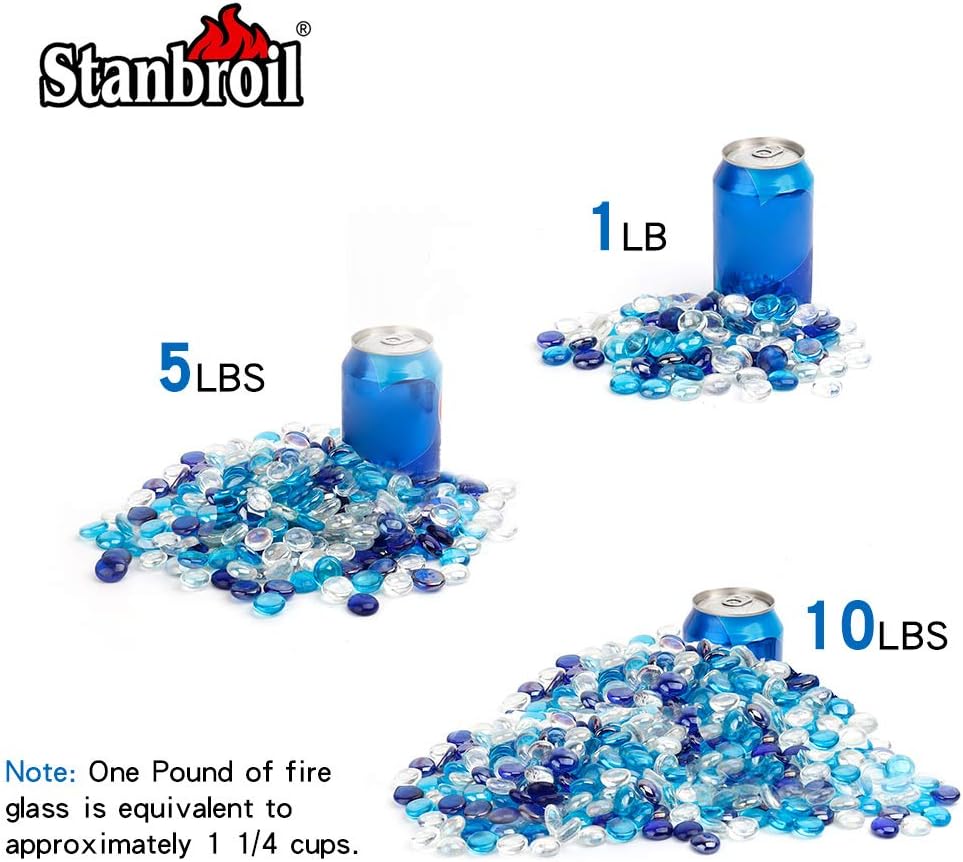 Stanbroil 10-Pound Blended Fire Glass Beads - 1/2 inch Fire Glass Drops Blended Cobalt Blue, Crystal Ice, Caribbean Blue Luster for Indoor and Outdoor Gas Fire Pits and Fireplaces - Image 3