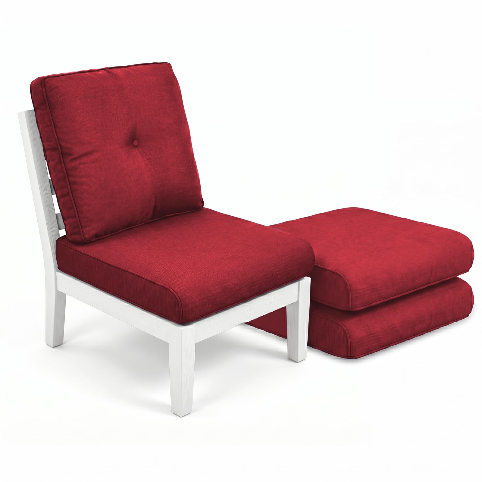 Luxury 4" Thick Outdoor Cushion Set of 3 - 22x24 Patio Furniture Cushions with 28D High-Density Foam, Water-Resistant &amp; Fade-Resistant Fabric, Removable Covers for Patio Furniture Sofa Couch -Red