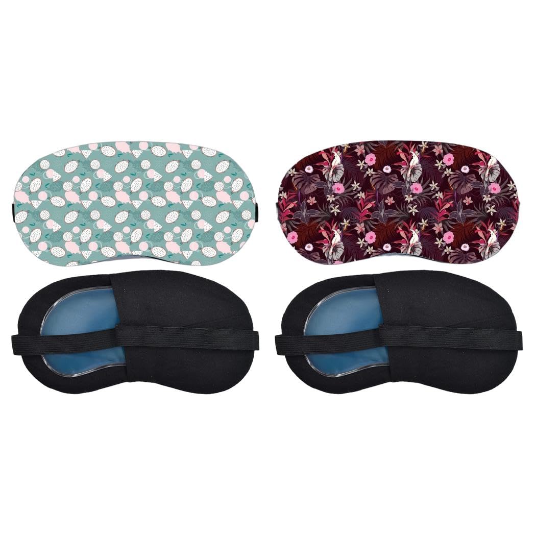 Aoxeria Mint Seashell Pattern, Burgundy Botanical Floral Sleeping Mask Combo, Soft Comfortable Light-Blocking Eye Cover for Women, Men & Kids, Reusable Blindfold for Night Sleep, Nap (Pack of 2)-image-21