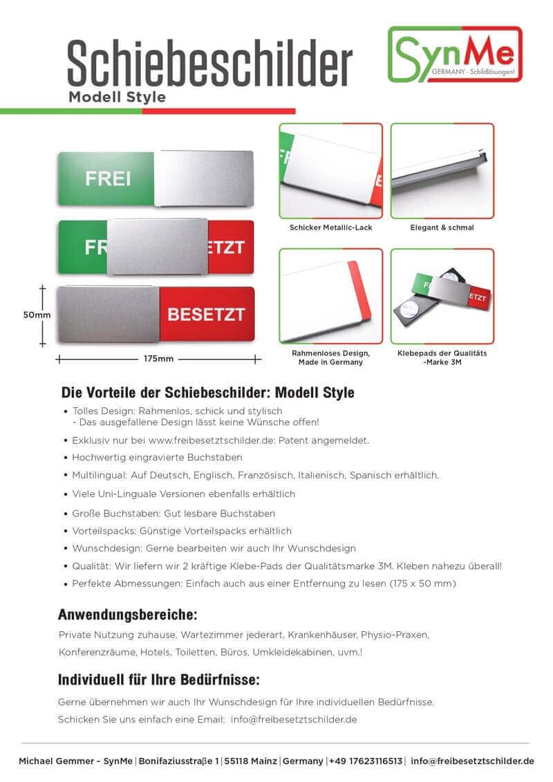 Placa libre/ocupada Estilo: VACANT/OCCUPIED (verde/rojo) 175 x 50 mm – Diseño fabricado en Alemania – Texto grabado – Cartel sin marco con deslizador de metal, almohadillas adhesivas de la prestigiosa