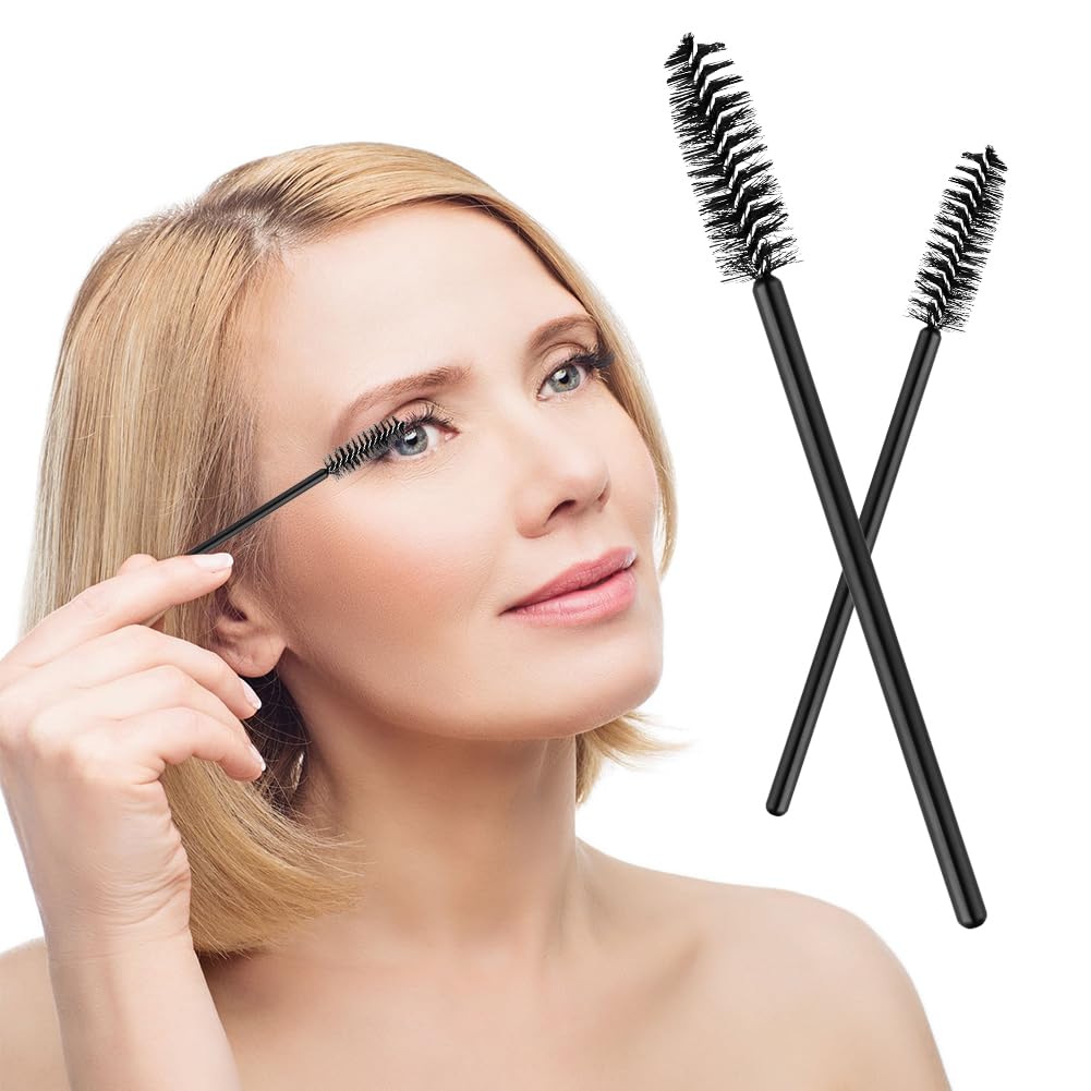 50PCS Brosses à Cils Jetables, Brosse à Sourcils, Pinceaux à Jetables, Applicateur Cillets Brosse pour Maquillage Extension Cillets Sourcils (Noir)
