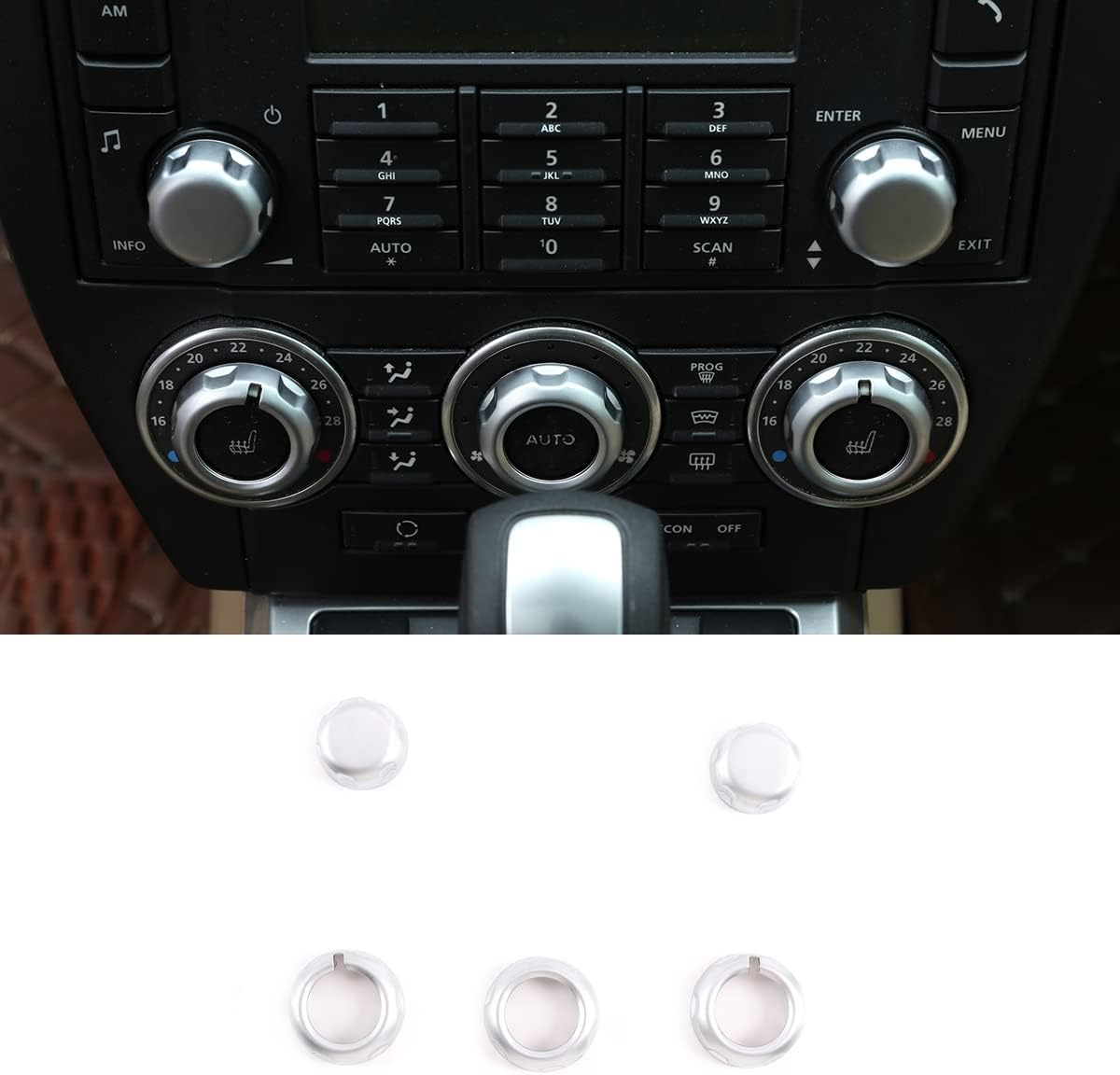 ABS Chrome Air Conditioner Switch Cover CD Button Knob Ring Compatible for Land Rover Freelander 2 2007-2012