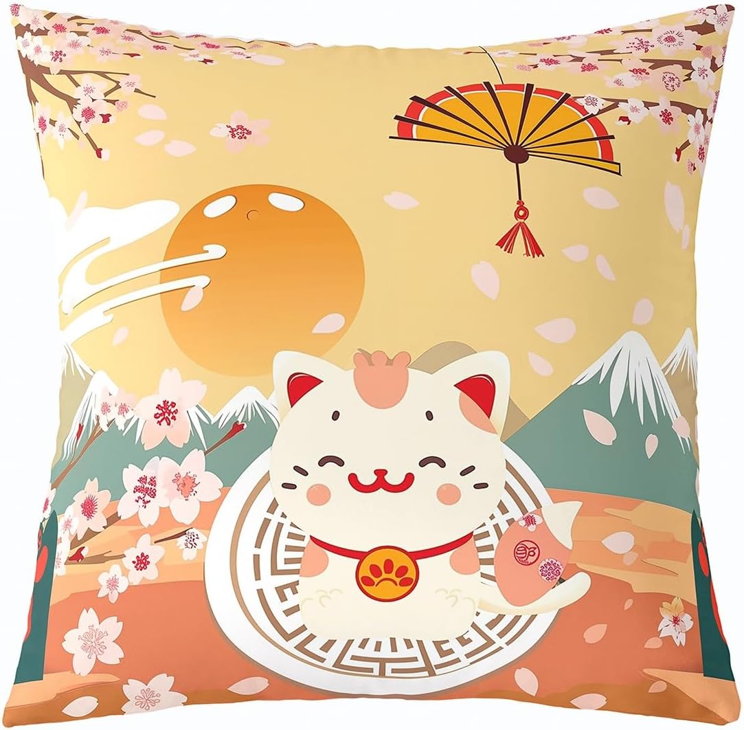 jejeloiu Kids Cherry Blossoms Throw Pillow Covers 22"x22