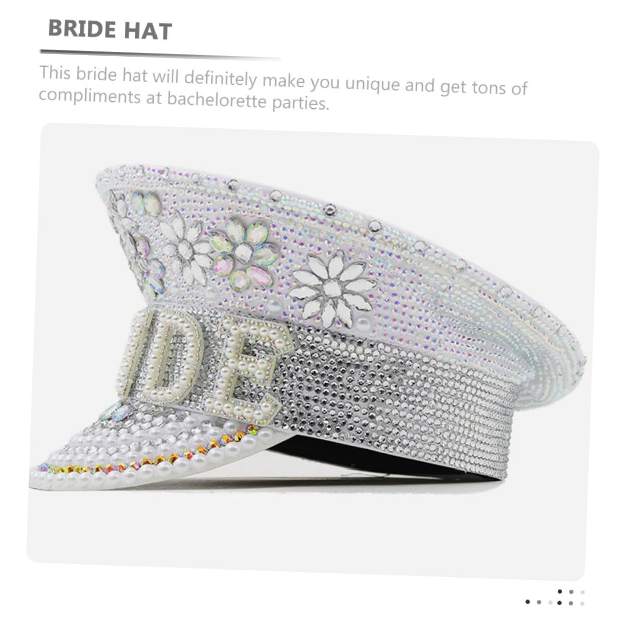 CHILDWEET Sombrero de Novia Blanco Gemas, Cuero para Bodas y Fiestas