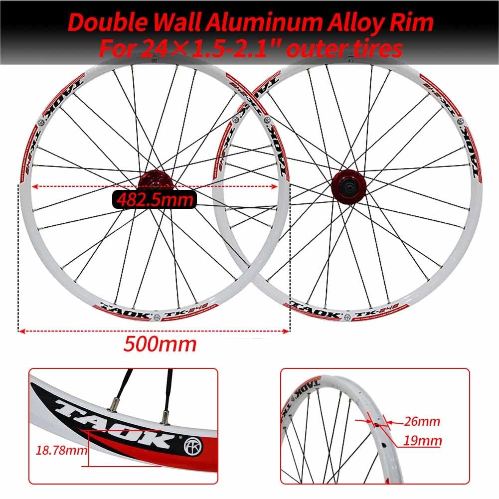 Juego De Ruedas De Bicicleta De Montaña 24", Freno De Disco, Llantas De Aleación De Aluminio De Doble Pared, Liberación Rápida De 100/135mm, Cassette De 7, 8 Y 9 Velocidades