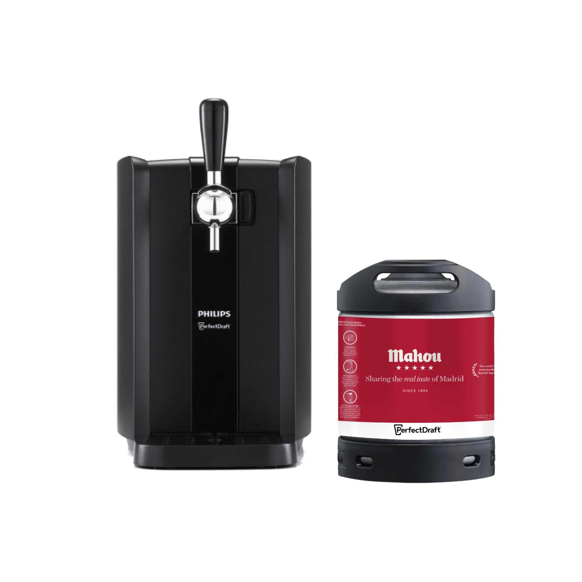 PerfectDraft Black beer bundle with Mahou 6L keg, Philips home dispenser.