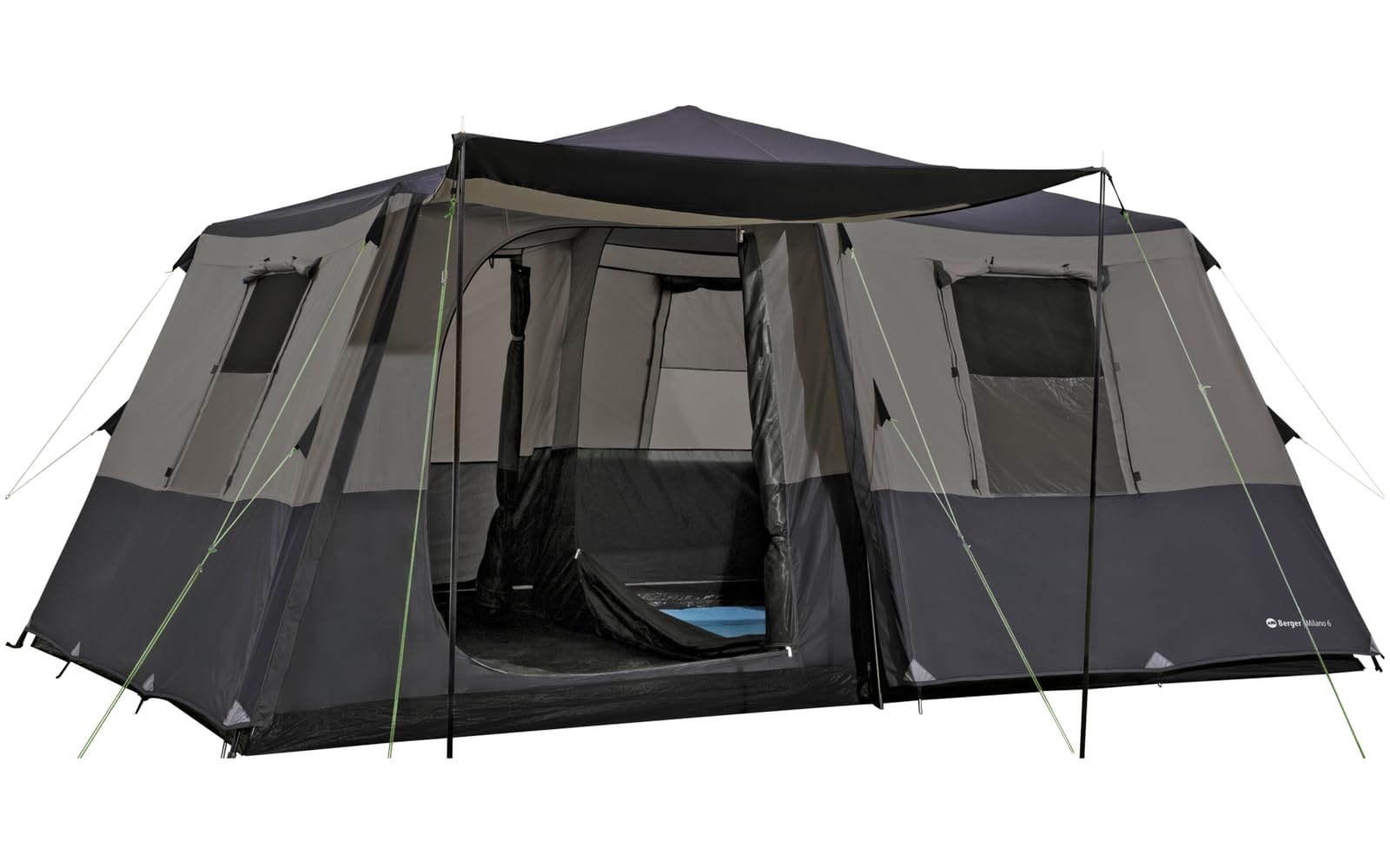 BERGER Milano Familienzelt 6 Personen | Schnellaufbau Kuppelzelt mit 215cm Stehhöhe | Wasserdichtes Campingzelt mit UV-Schutz | Geräumiges Zelt ideal für Camping & Urlaub