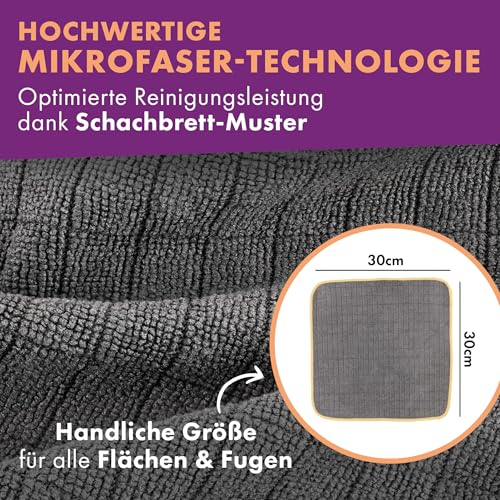 Lavandola 5X Mikrofasertücher Set 30x30cm - Premium Reinigungstücher mit 380GSM Schachbrettmuster für Haushalt, Küche, Bad - Fusselfrei Reinigungstücher, Putzlappen, Spüllappen