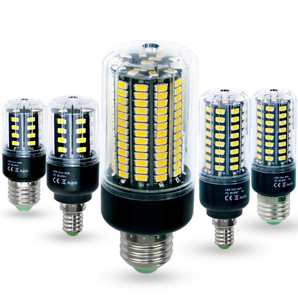 Ampoules LED d'intérieur (Lot de 4) AC85V-265V, sans Scintillement, 5736 SMD E27 E14, 3,5W, 5W, 7W, 9W, 12W, 15W, Type « maïs », Courant Constant, 28-156 LED.