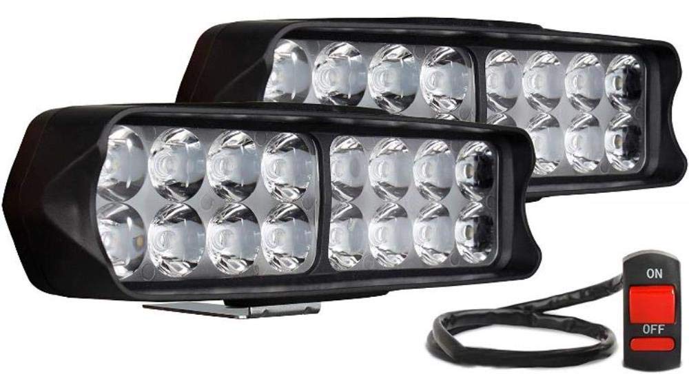 Imported Universal 16 LED Fog Light Off/On Road Driving Work Lamp for Bike Cars and Motorcycle (16CM 16LED (Pack of 2 with Switch))