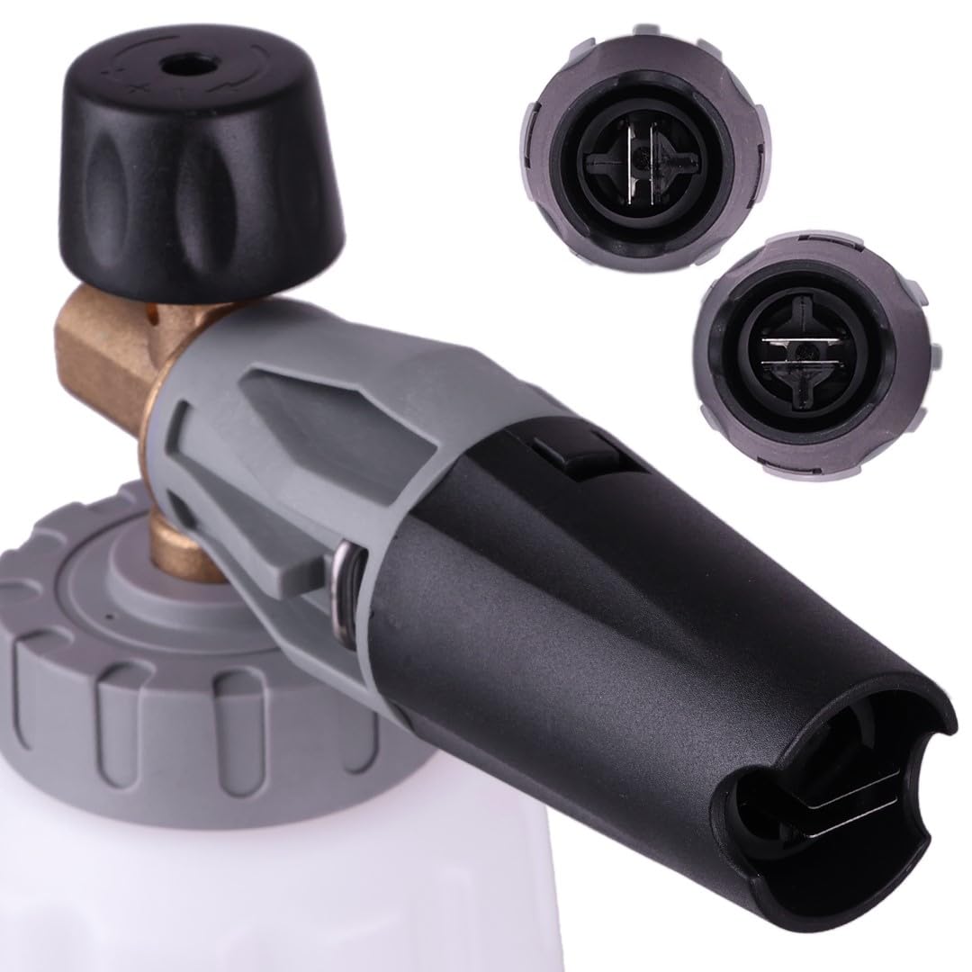 MagicFoam Pianownica – Lanca Pianowa – Dysza – Zbiornik 1000 ml, Regulowana Szerokość i Pozycja Strumienia Piany, Mosiężny Korpus – Złącze Bagnetowe, Kompatybilne z Kärcher K2–K7