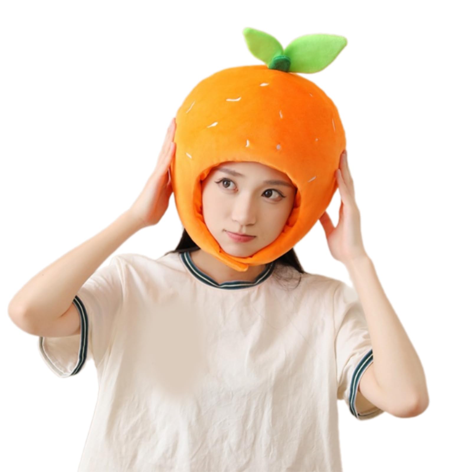 yanwuwa Tangerine Headgear Photo Props Mandarino Headgear Plush Tangerine Hat Novelty Funny Fruit Hat Halloween Cosplay Caps Halloween Party Dressing Up Cosplay Costume