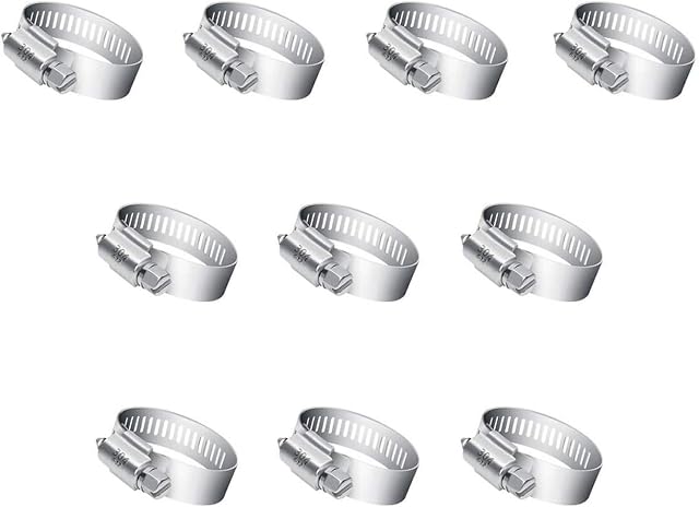 Hose Clamp, 10 Pieces Stainless Steel Adjustable 6-12 mm Range Worm Gear Hose Clamp, Fuel Line Clamp for Plumbing, Automotive and Mechanical Applications