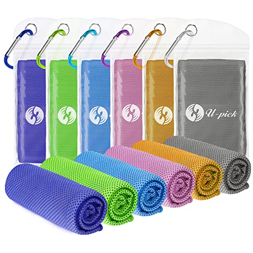 6 Packs Cooling Towels, Instant Cool Rags for Neck and Face, Breathable Chilly Towel, Soft Sweat Towels for Gym, Yoga, Workout, Sports, Exercise, Camping, Baseball, Travel & More (40