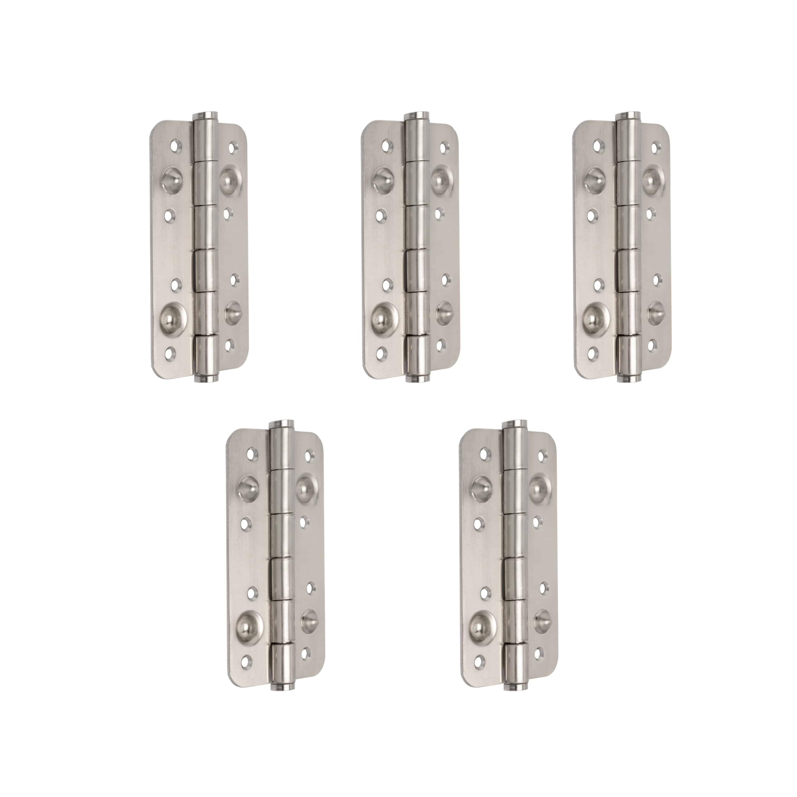 Emuca, Set of 5 Security Door Hinges, 150x80mm (5,9x3,14 inch), Anti-Leverage Hinges with Round Edges, Without Trim, Steel