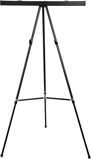CONDA Art Supply 66" High Boardroom Black Aluminum Flipchart Display Easel and Presentation Stand Large Adjustable Floor and Tabletop Portable Tripod, Holds 25 lbs - Holds Writing Pads, Poster Boards