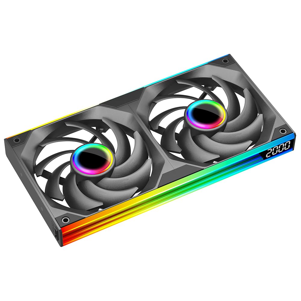 TZMRIT ST-ALL-IN-ONE ARGB Lüfter,Einzelrahmen Lüftereinheit mit Drehzahlanzeige (2, BK, Infinite Mirror)
