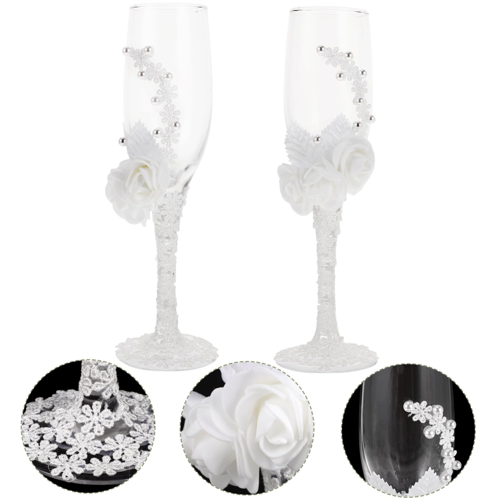 Amosfun Verres à Verres à vin de Mariage Fleur de Perle gobelets à vin romantiques pour Cadeau de Mariage fête de fian?ailles