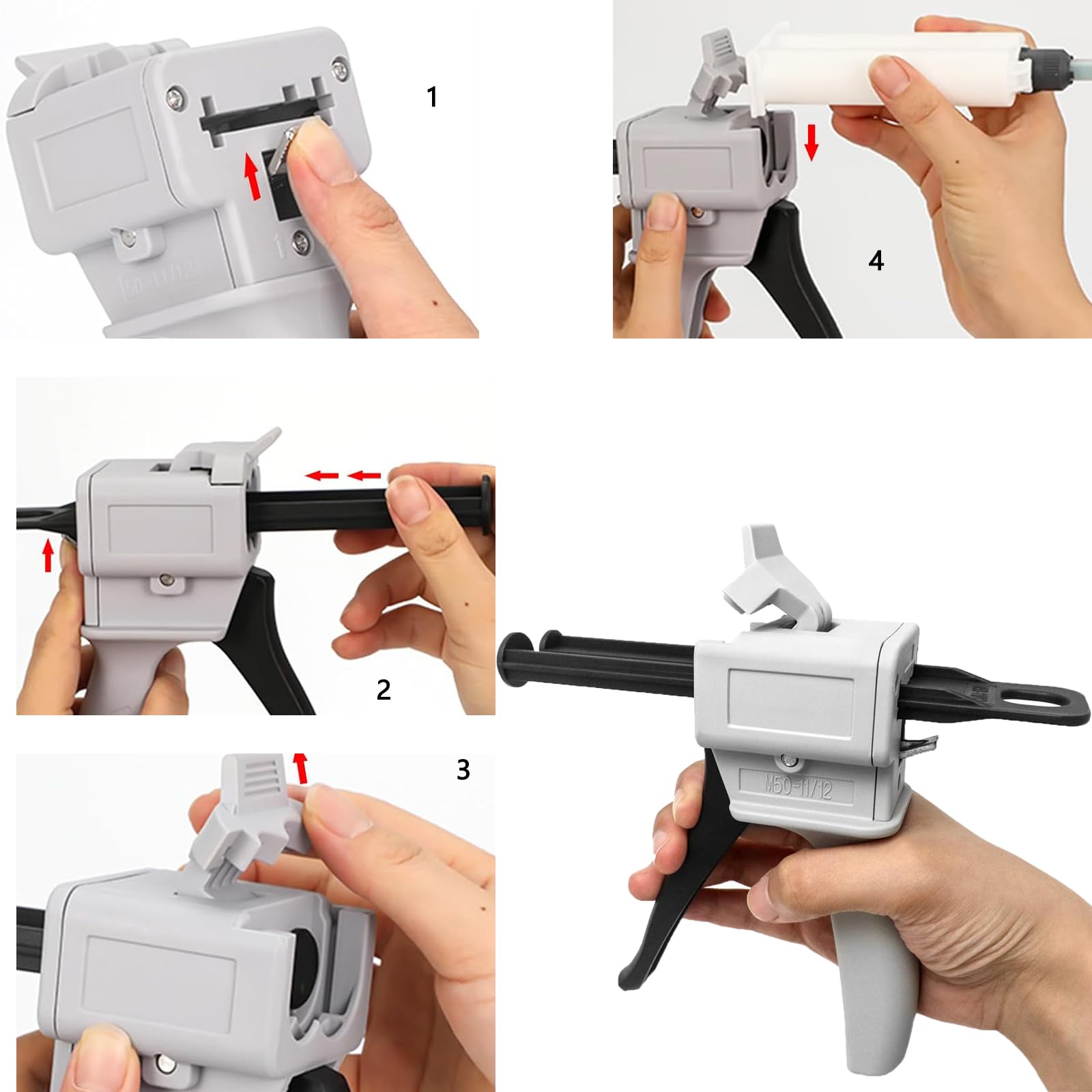 Pistola Per Colla Epossidica 50 Ml – Dosatore 1:1 E 1:2, Manico A Leva, Per Cartucce Doppie, Precisa E Antintasamento