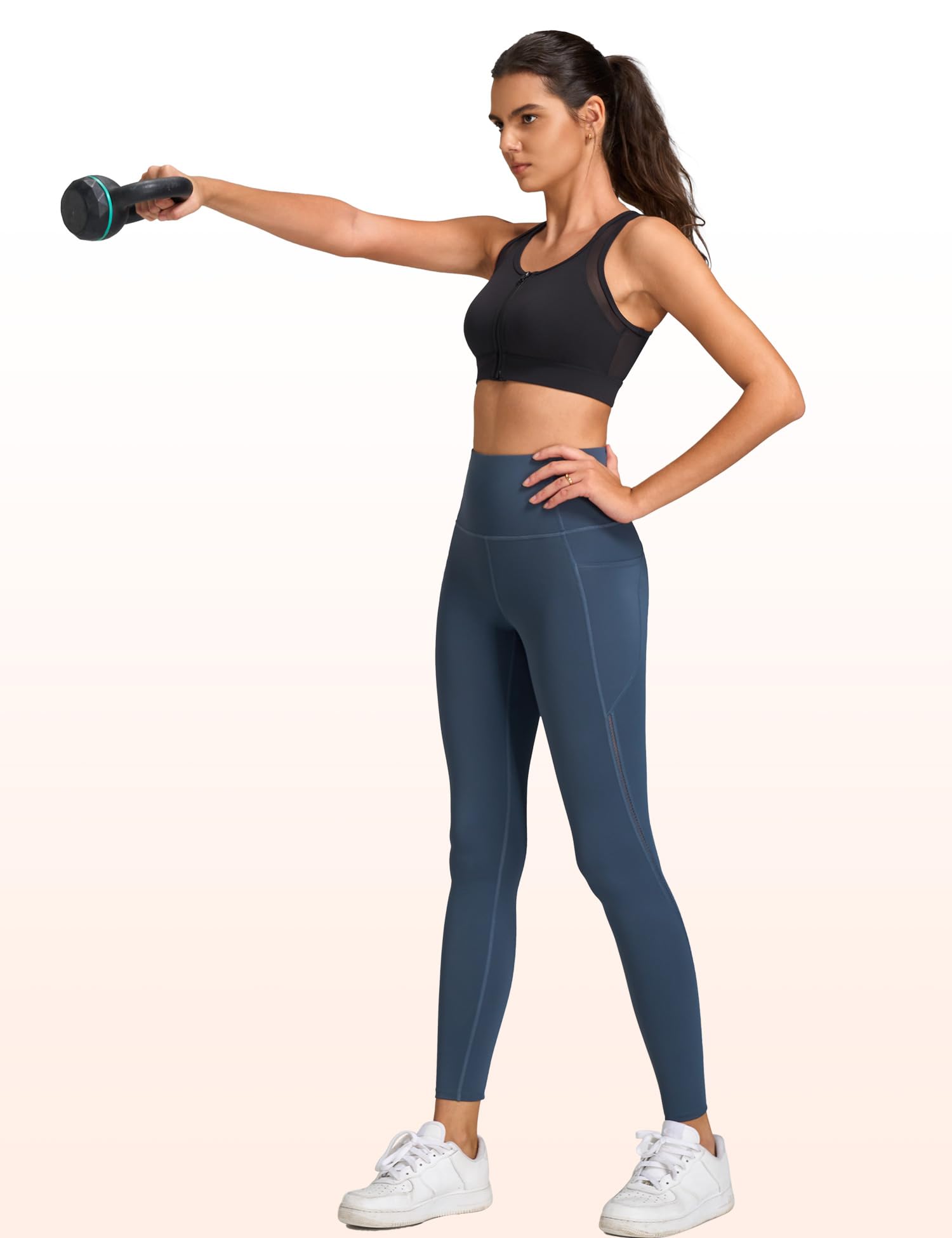 Yvette Soutien Gorge de Sport Femme Zipper Haut Maintien Grande Taille Dos Nageur sans Armature Coques Intégrées Idéale pour Gym Fitness