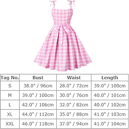 Miniatura 6 de Vestidos de los años 50 para mujer, vestido de cuadros rosa vintage sin mangas, vestidos Rockabilly a cuadros de los años 50