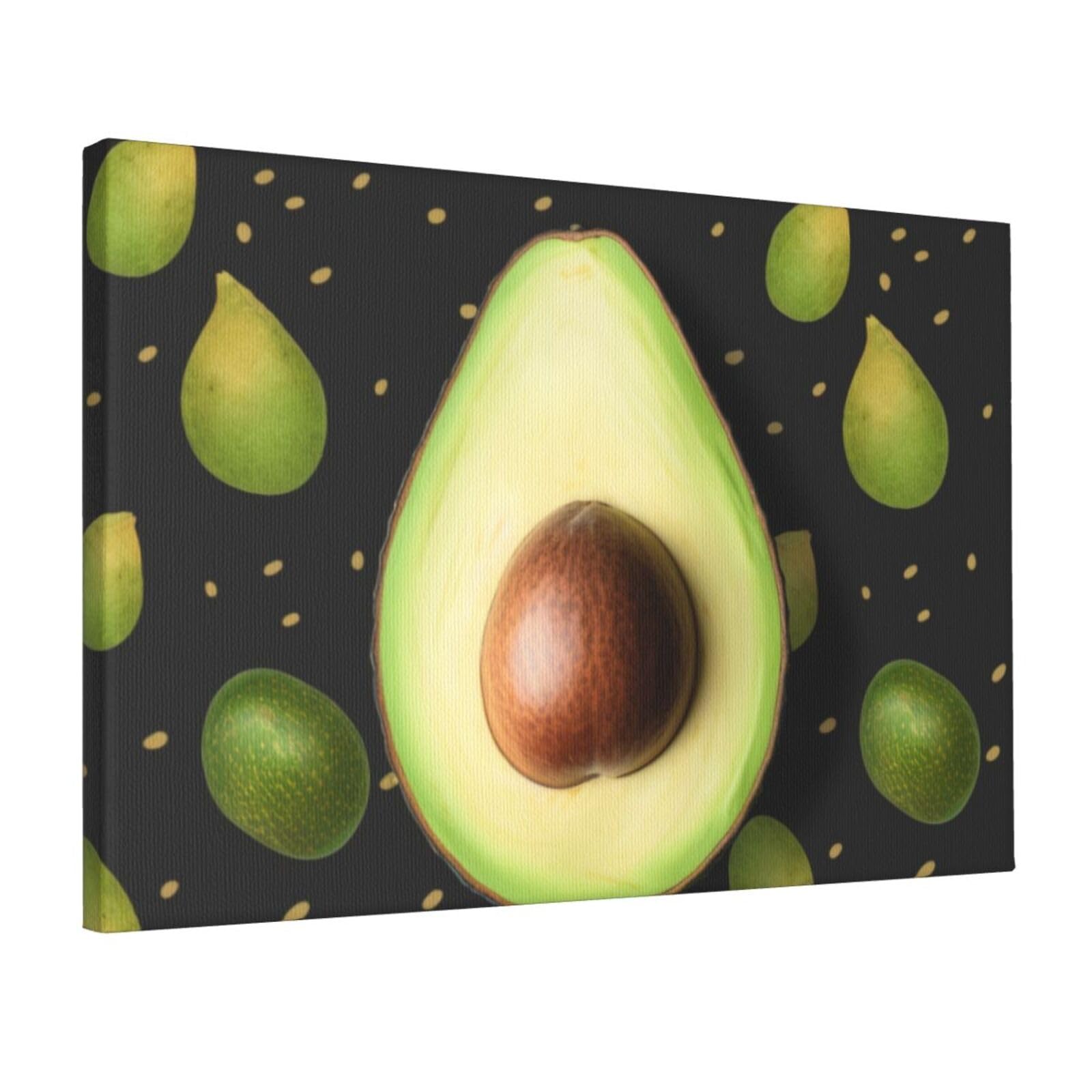 YKLJG Avocado Printed Wall Art Canvas Prints 45x30 CM Wooden Framed Picture Painting Artwork for Bedroom Kitchen Home Office Decor