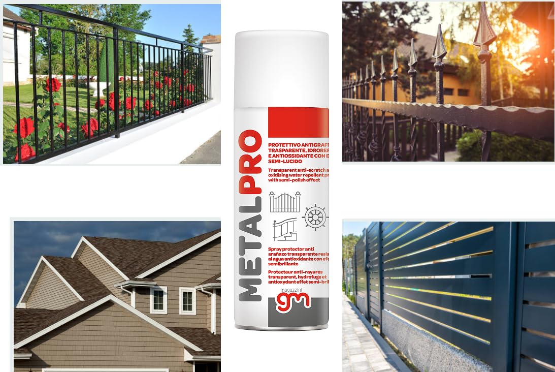 Magazzini GM METALPRO, Spray Protettivo Antigraffio e Antiossidante per Metalli, Effetto Semi Lucido, Barriera Idrorepellente, Rivestimento UV, 400ml (1)