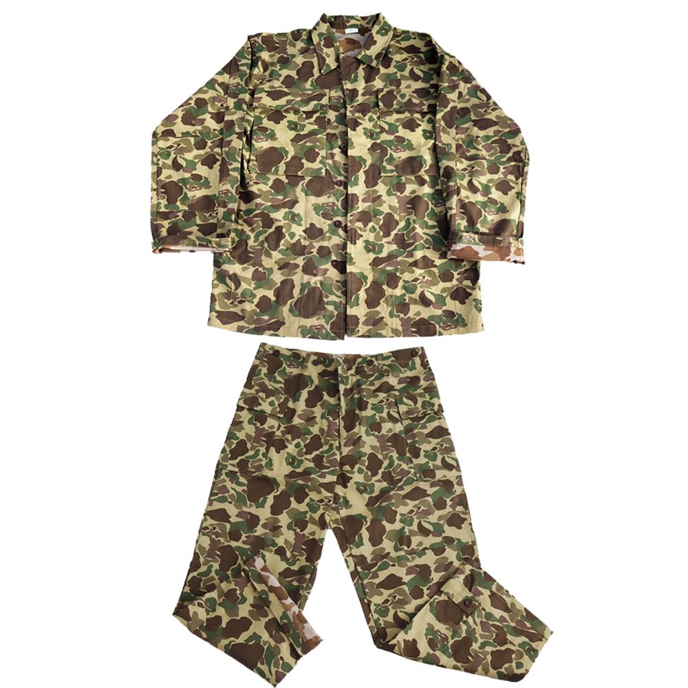 Combinaison de chasse double face au canard de la Seconde Guerre mondiale - Camouflage rétro - Veste de combat HBT - Réplique de l'uniforme du jour du jour J