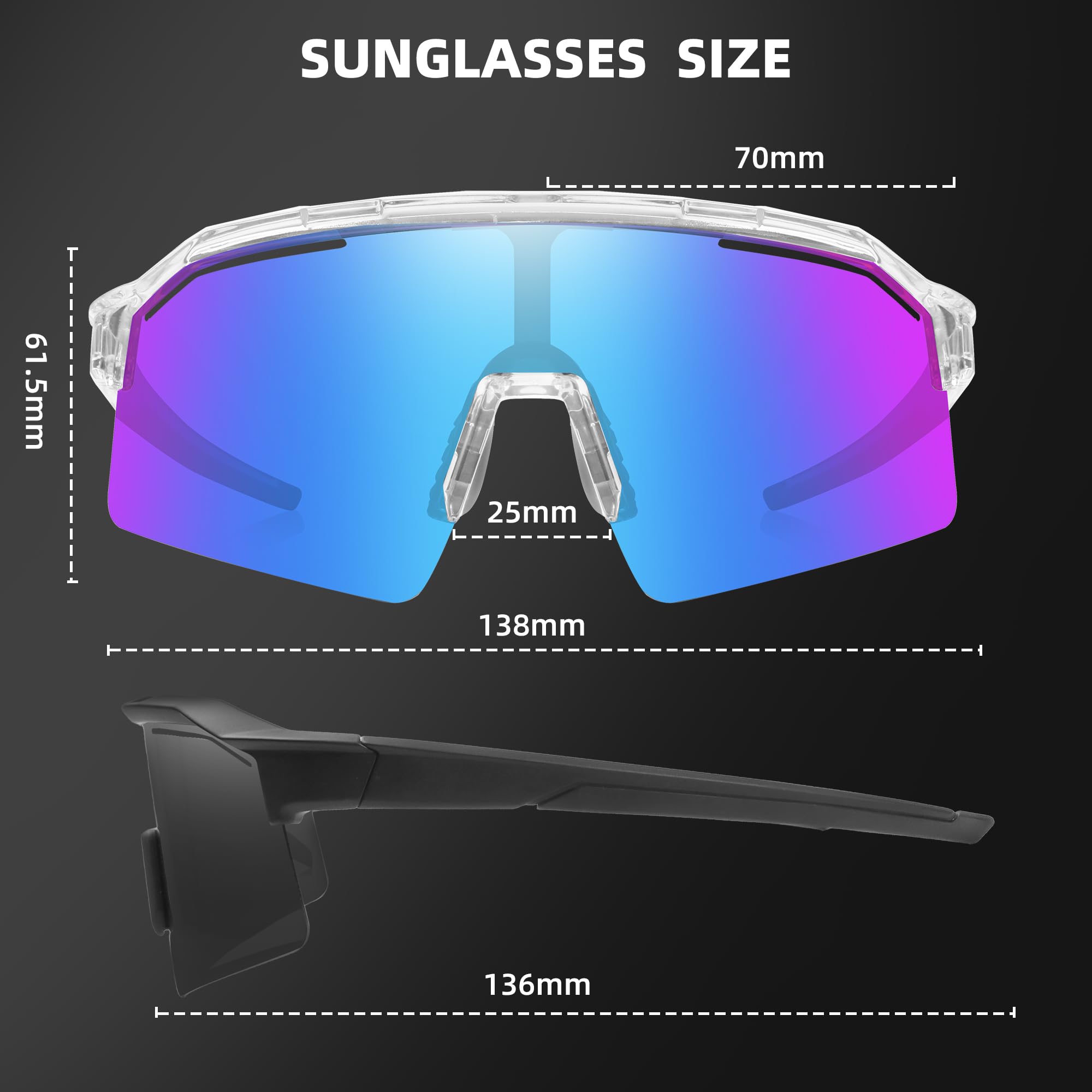 Lunettes de soleil de sport polarisées pour homme et femme, protection UV400, baseball, cyclisme, pêche
